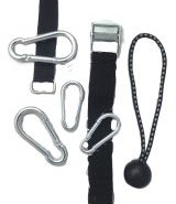 Karabiny, poutka, úvazy, upevnění